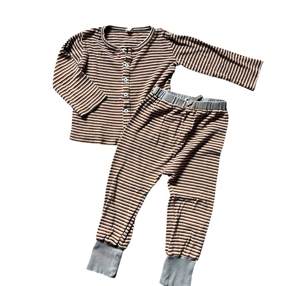 Kate Quinn Kids Two-Piece Set Size 5 Organic Cotton Striped Button Shirt & Pants - Picture 1 of 13